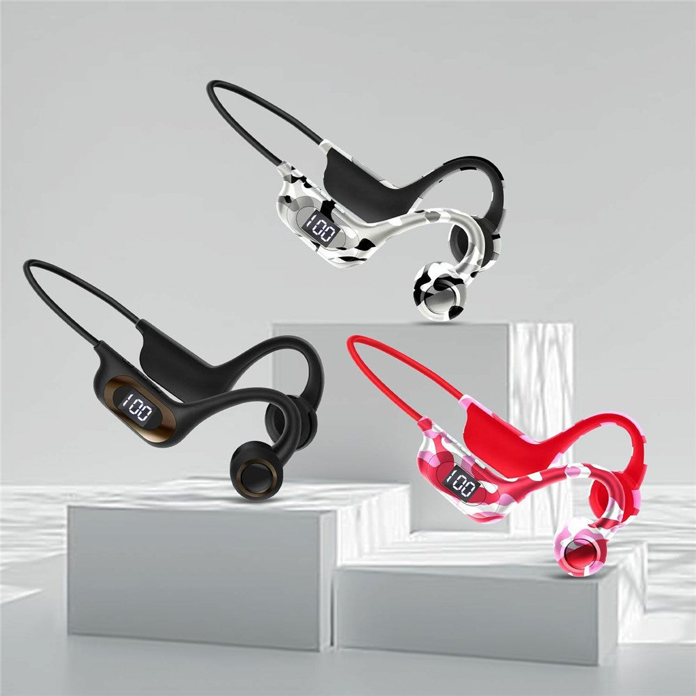 🎧 AKZ-G6 – Casque à Conduction Osseuse Bluetooth 5.3 avec Affichage LED & Support Carte TF