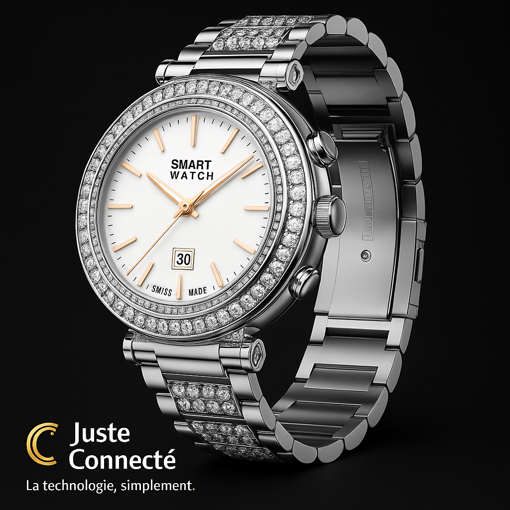 Montre Connectée Femme ECG & Appels Bluetooth – Suivi Cardiaque, Température & Santé Complète avec Bracelet Acier (Certification CE)