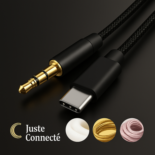 Câble Audio USB-C vers Jack 3,5 mm – Câble AUX Tressé Haute Résistance pour Voiture et Smartphone