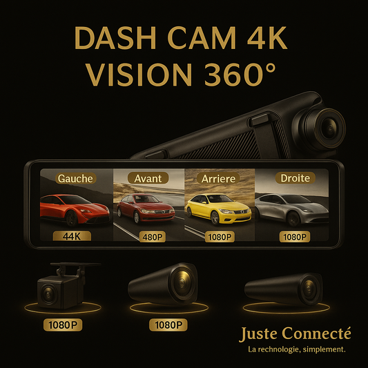 🚘 Dashcam 4K Multi-Caméras avec Détection d’Angles Morts & ADAS – Écran 12’’ IPS