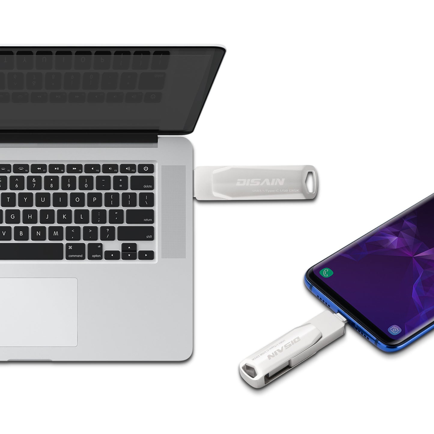 Clé USB Type-C & USB 3.0 Métal Pivotante – Stockage 16Go à 256 Go