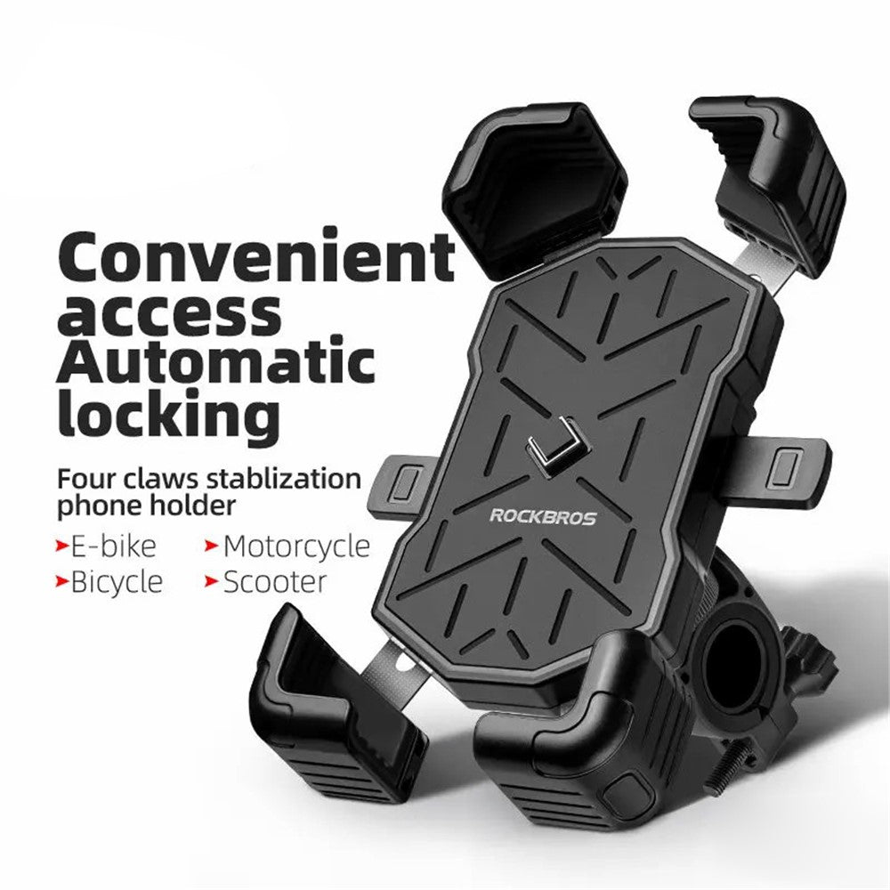 ROCKBROS HW-117 – Support Téléphone Vélo & Moto | Porte-Smartphone Universel Antichoc à Fixation Rapide pour Guidon E-Bike et Moto, Compatible 4.5”-7.2”