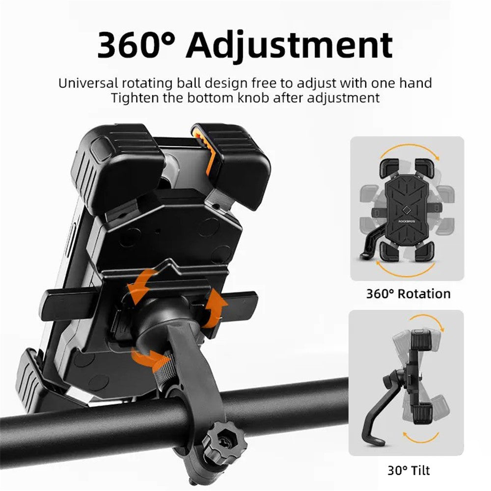 ROCKBROS HW-117 – Support Téléphone Vélo & Moto | Porte-Smartphone Universel Antichoc à Fixation Rapide pour Guidon E-Bike et Moto, Compatible 4.5”-7.2”