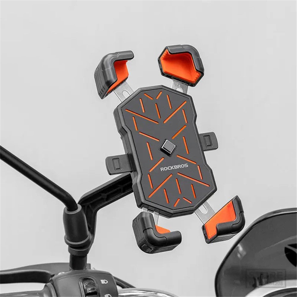 ROCKBROS HW-117 – Support Téléphone Vélo & Moto | Porte-Smartphone Universel Antichoc à Fixation Rapide pour Guidon E-Bike et Moto, Compatible 4.5”-7.2”