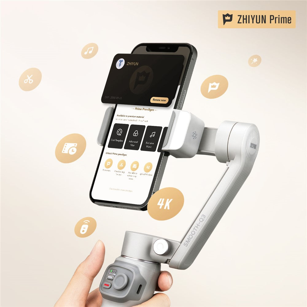 🎥 ZHIYUN Smooth Q3 – Stabilisateur Smartphone 3 Axes avec Suivi AI & Éclairage Rotatif