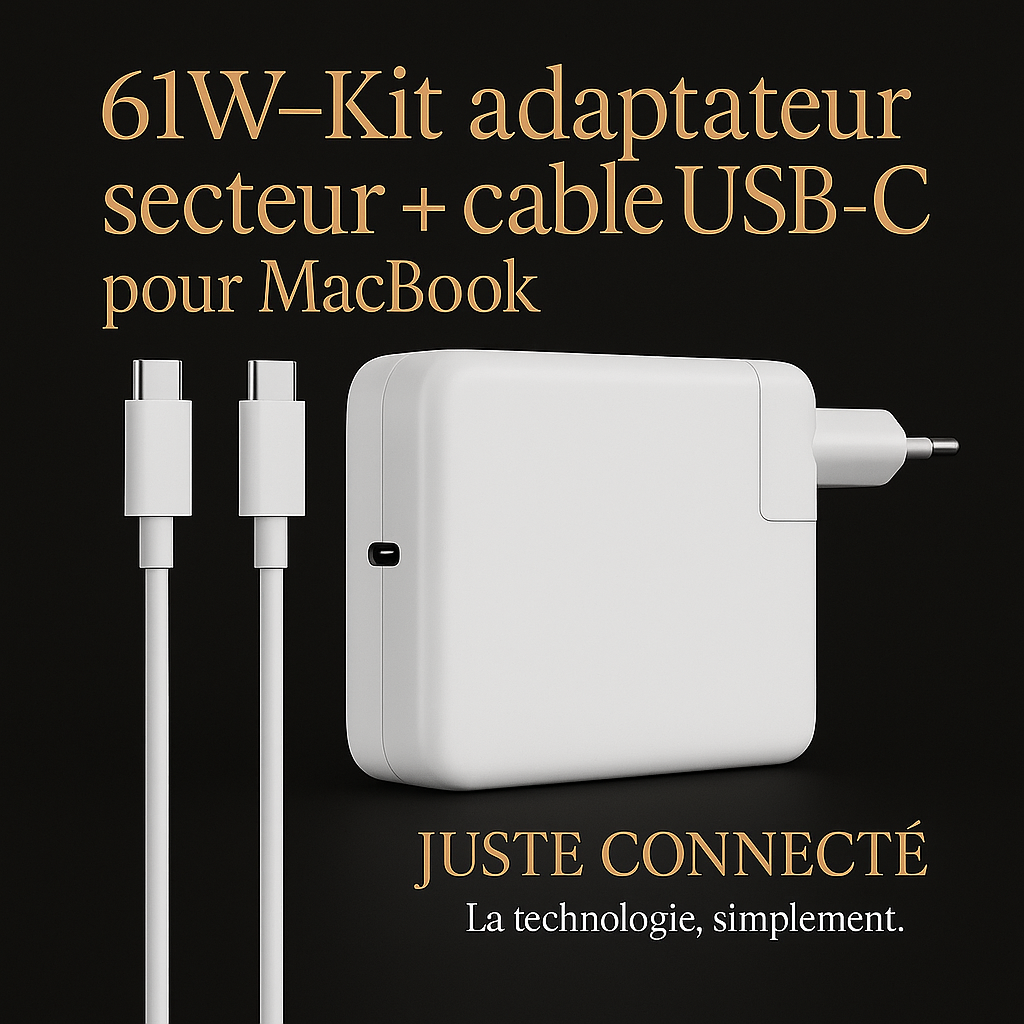 Chargeur USB-C Power Delivery – Compatible MacBook & iPad
– 30W à 140W