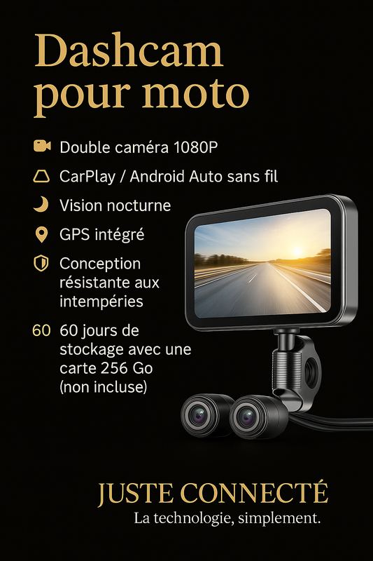 SJCAM RD10 – Dashcam Moto Étanche CarPlay & Android Auto | Double Caméra Sony Full HD