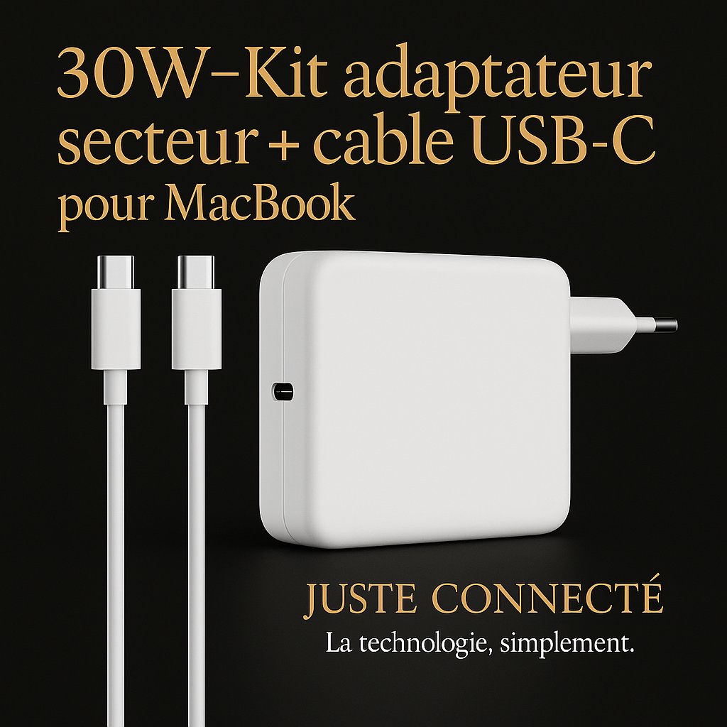 Chargeur USB-C Power Delivery – Compatible MacBook & iPad
– 30W à 140W