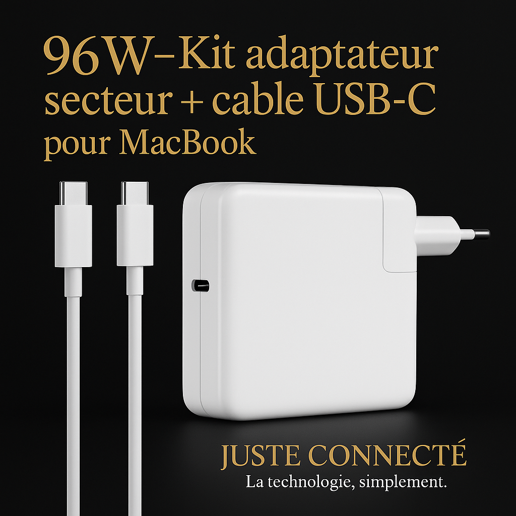 Chargeur USB-C Power Delivery – Compatible MacBook & iPad
– 30W à 140W