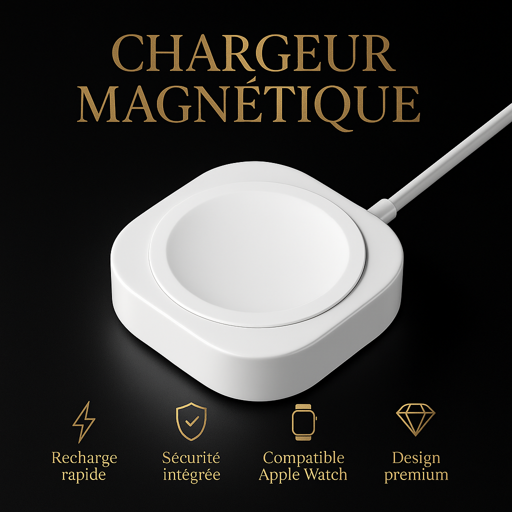 Chargeur Magnétique Apple Watch Blanc – Recharge Rapide & Sécurisée | Juste Connecté