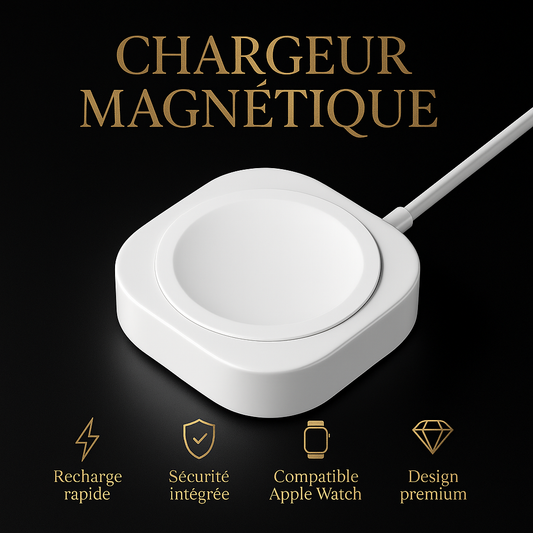 Chargeur Magnétique Apple Watch Blanc – Recharge Rapide & Sécurisée | Juste Connecté
