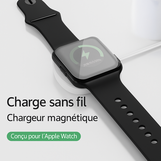 Chargeur Magnétique Apple Watch Blanc – Recharge Rapide & Sécurisée | Juste Connecté