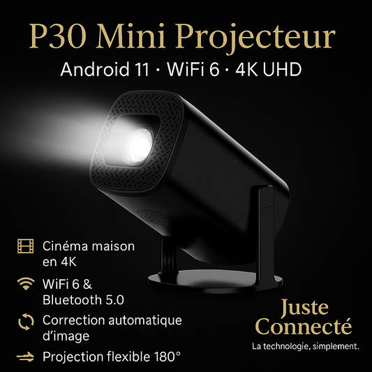 Projecteur P30 Mini – Android 11, WiFi 6, Bluetooth, Home Cinéma 4K UHD 1080P