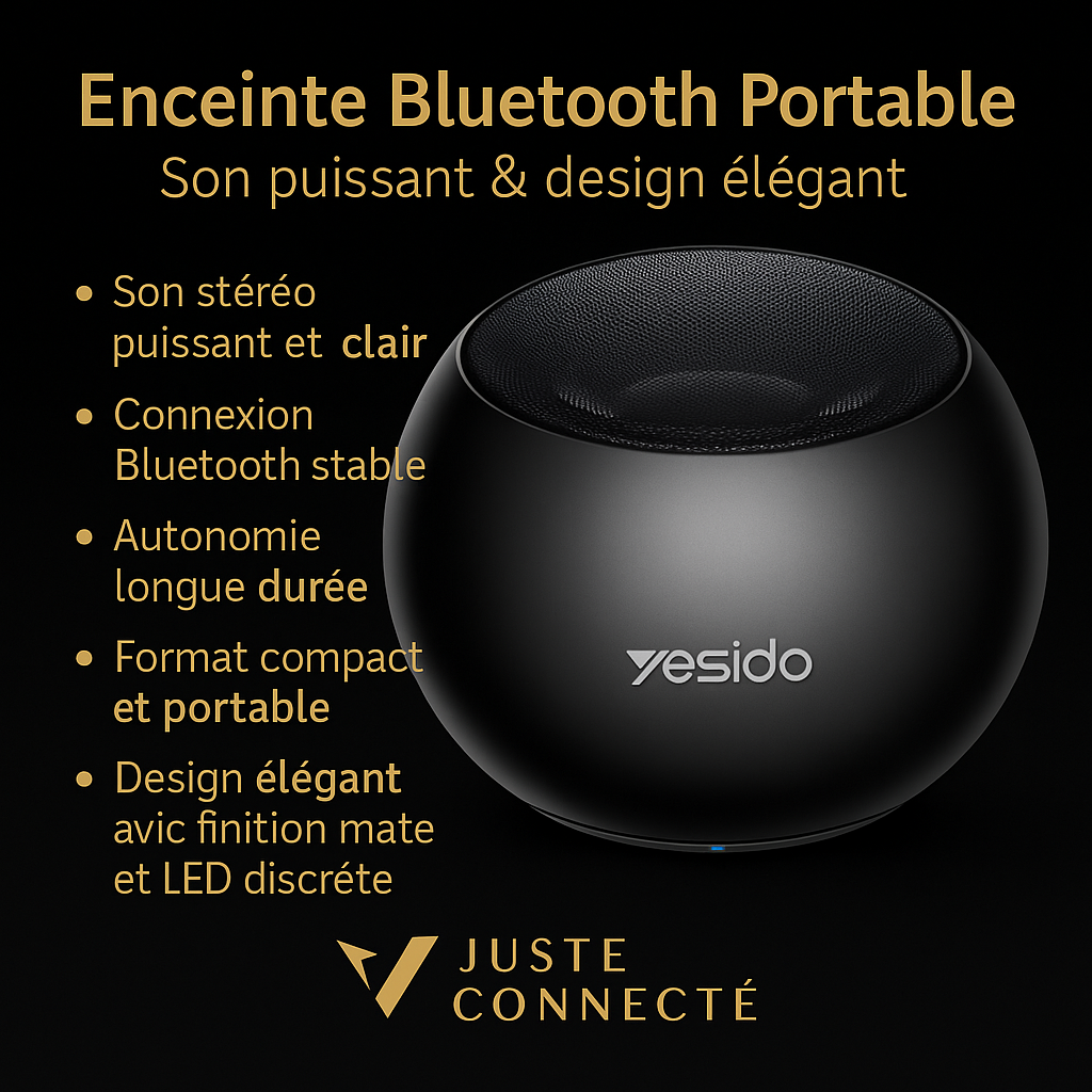YESIDO YSW33 – Enceinte Bluetooth TWS Portable | Mini Haut-Parleur Sans Fil en Alliage d’Aluminium, Son Stéréo HD et Connexion Rapide