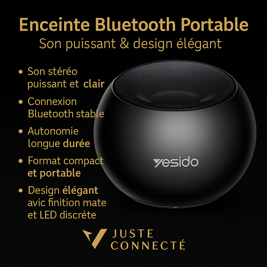 YESIDO YSW33 – Enceinte Bluetooth TWS Portable | Mini Haut-Parleur Sans Fil en Alliage d’Aluminium, Son Stéréo HD et Connexion Rapide