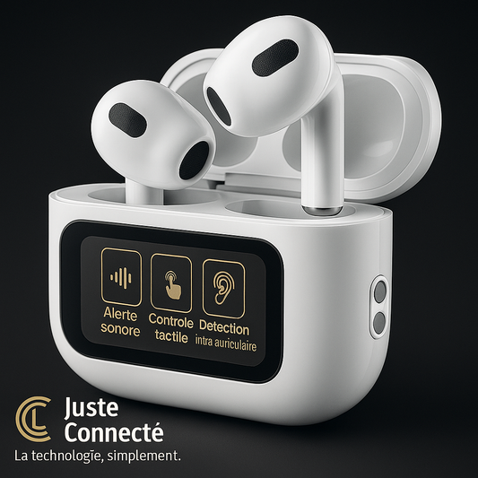 Écouteurs Bluetooth sans fil avec écran LED, détection intra-auriculaire, contrôle tactile et son HD