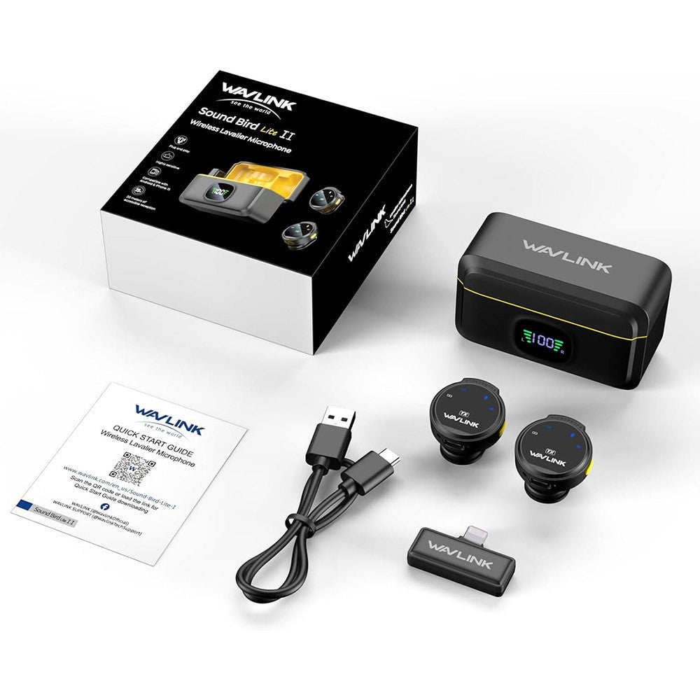 👉 WAVLINK 608C – Micro-cravate sans fil double avec récepteur pour iPhone / iPad | Lavalier Clip-On pour enregistrement vidéo