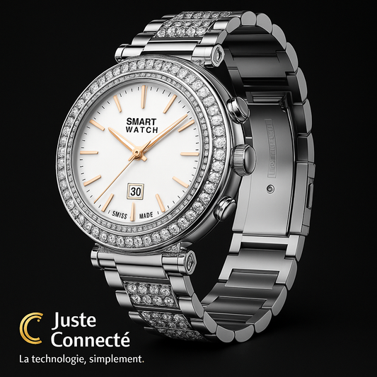 Montre Connectée Femme ECG & Appels Bluetooth – Suivi Cardiaque, Température & Santé Complète avec Bracelet Acier (Certification CE)