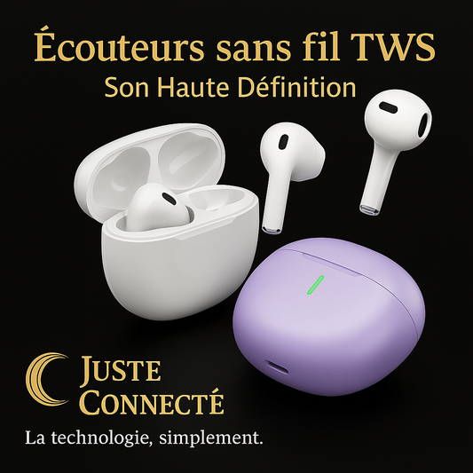 Écouteurs Bluetooth avec Boîtier de Charge – Son HiFi, Confort Semi-Intra, Tactile Intelligent