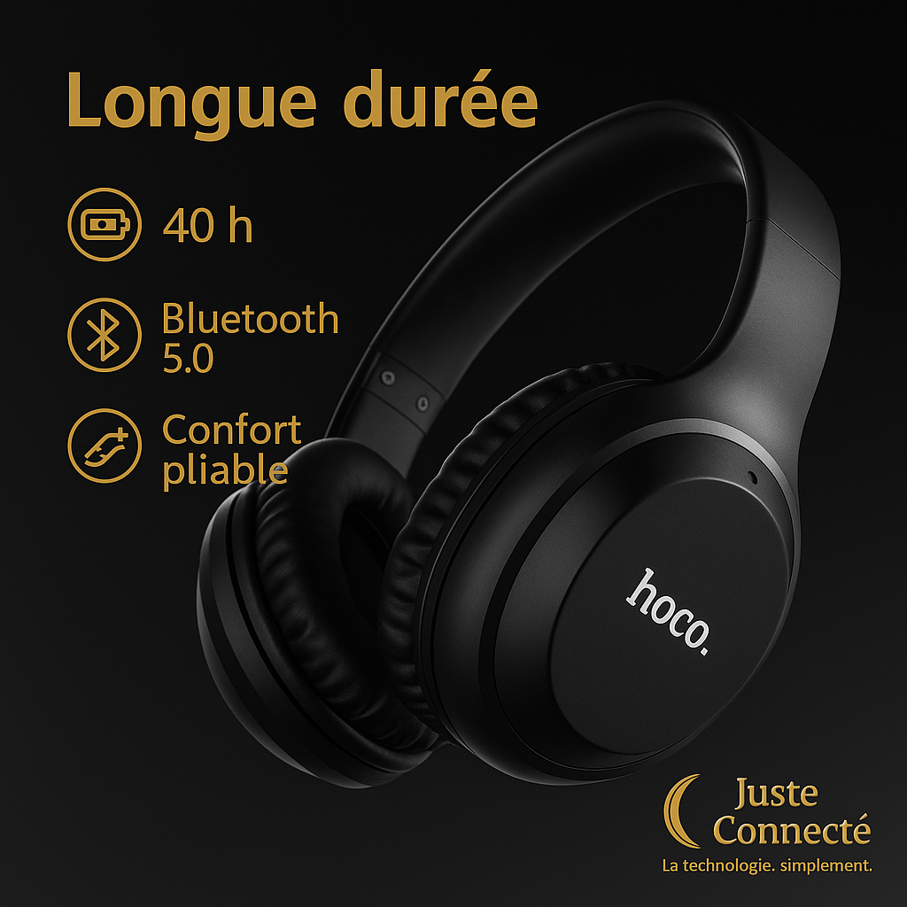 HOCO W30 – Casque Sans Fil Pliable Bluetooth 5.0 | Son Stéréo HD & Basses Puissantes