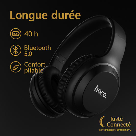 HOCO W30 – Casque Sans Fil Pliable Bluetooth 5.0 | Son Stéréo HD & Basses Puissantes