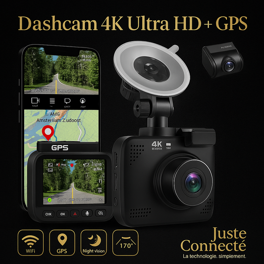 Dash Cam 4K Avant + Arrière | Vision Nocturne, WiFi, GPS & Surveillance 24h