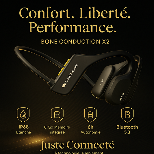 🎧 Casque à Conduction Osseuse IP68 Étanche – Bluetooth 5.3 + 8Go Mémoire Intégrée