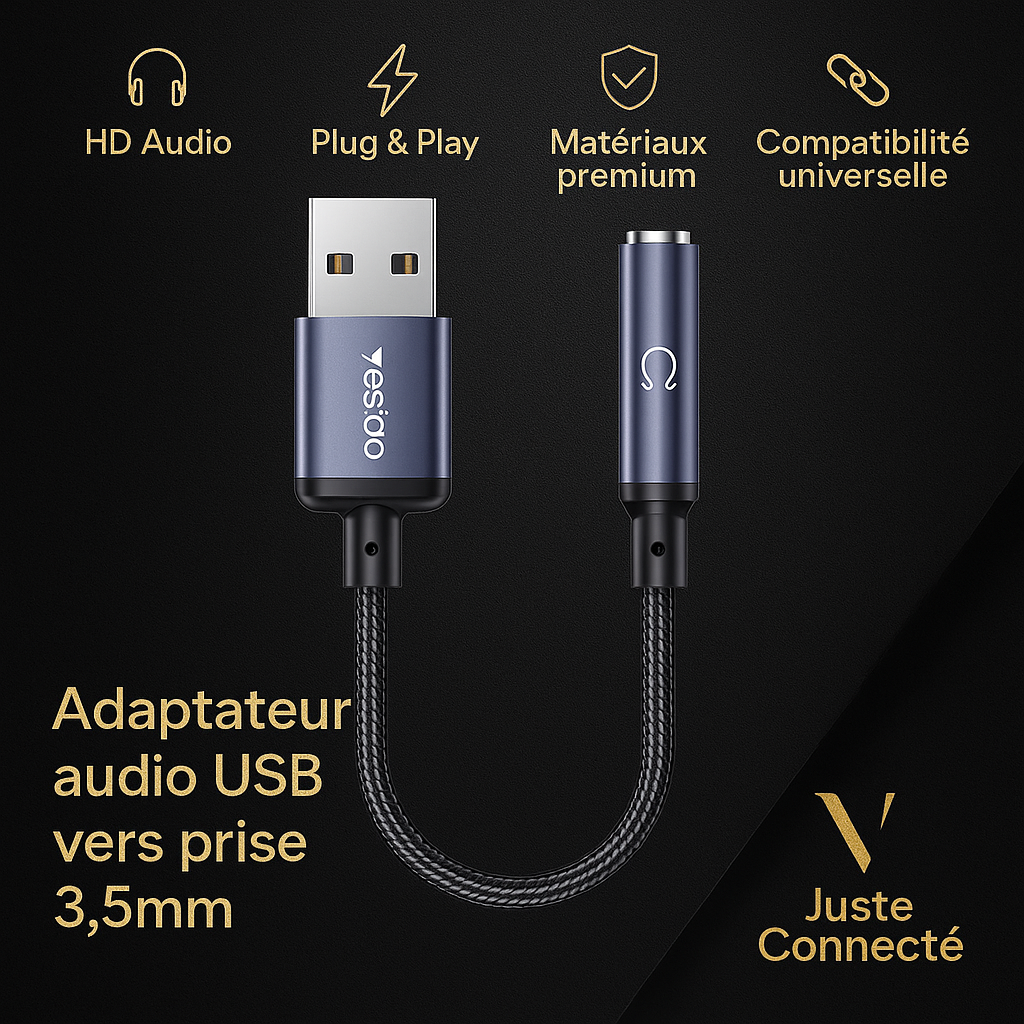 🎧 🎧 YESIDO YAU46 – Adaptateur Audio USB vers Jack 3,5mm Haute Qualité