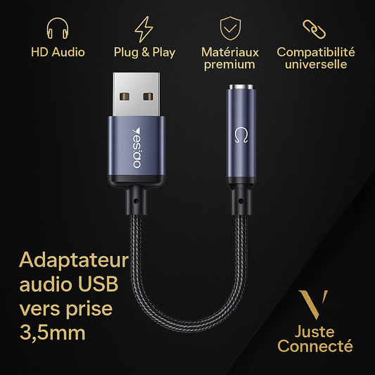 🎧 🎧 YESIDO YAU46 – Adaptateur Audio USB vers Jack 3,5mm Haute Qualité