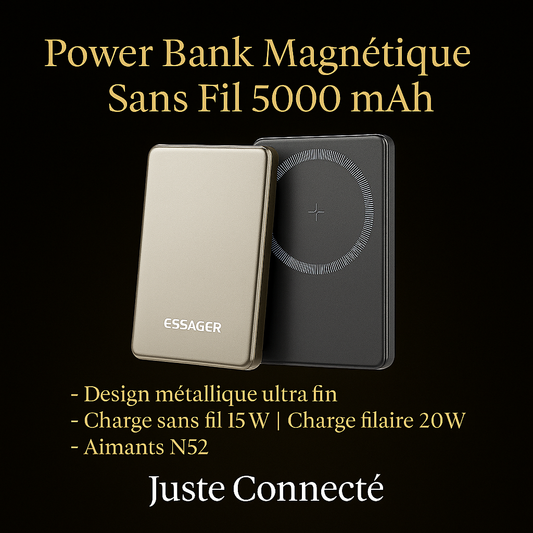 🔋 Power Bank Magnétique 5000mAh – Charge Rapide 15W/20W, Ultra Slim & Sécurisée