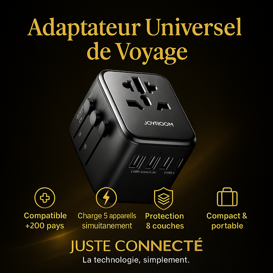 🌍 Adaptateur Universel de Voyage Joyroom JR-TCW01 – 200+ Pays, Charge Sécurisée et Rapide