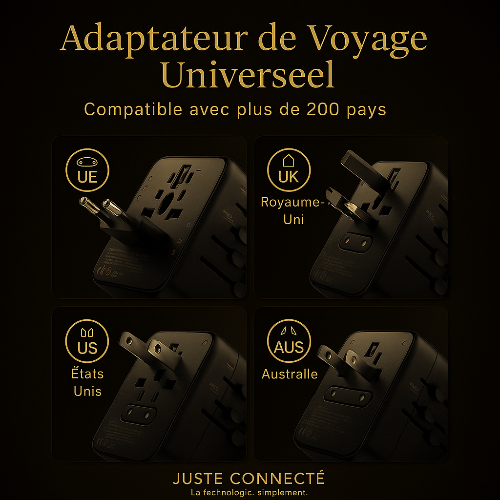 🌍 Adaptateur Universel de Voyage Joyroom JR-TCW01 – 200+ Pays, Charge Sécurisée et Rapide