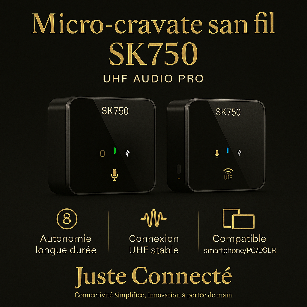 🎤 SK750 Micro Cravate Sans Fil – Système UHF Multi-fonctions avec Récepteur & Transmetteur | Compatible Smartphone, PC & Appareil Photo | Idéal Interview, Live & Enregistrement Pro